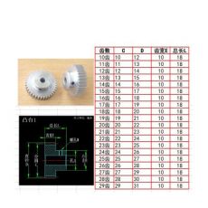 凸鋁合金1模12 13 14 15至55 56 57 58 59齒漸開線圓柱直齒輪